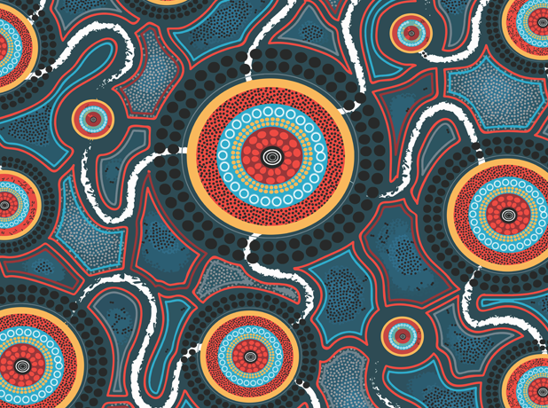 RAP-Artwork-Module618x460px-June24 Reconciliation Action Plan Artwork by Jasmine Sarin. Artwork Titled 'Creating Connections'.