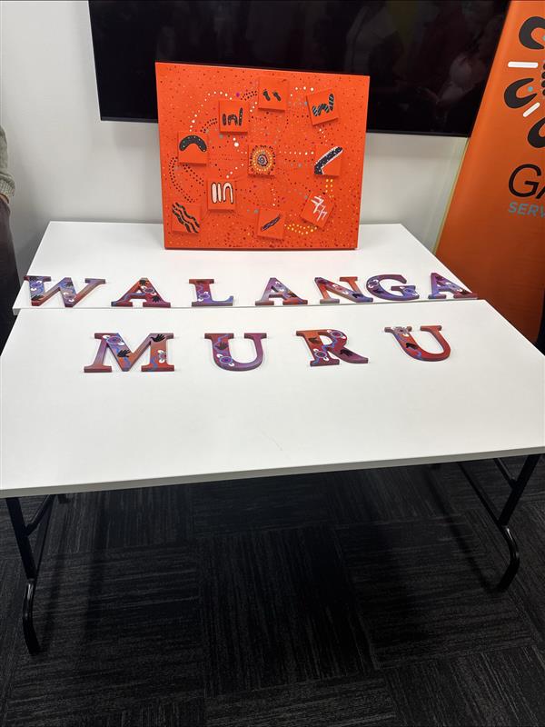 Walanga Muru written on White table
