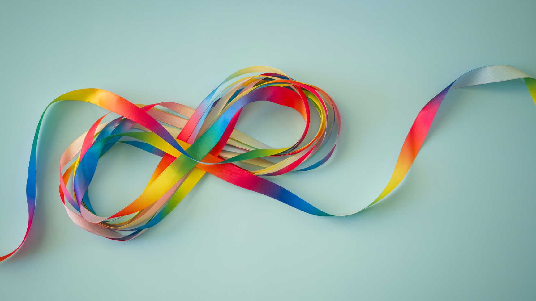 Neurodiversity rainbow infinity symbol in ribbon form